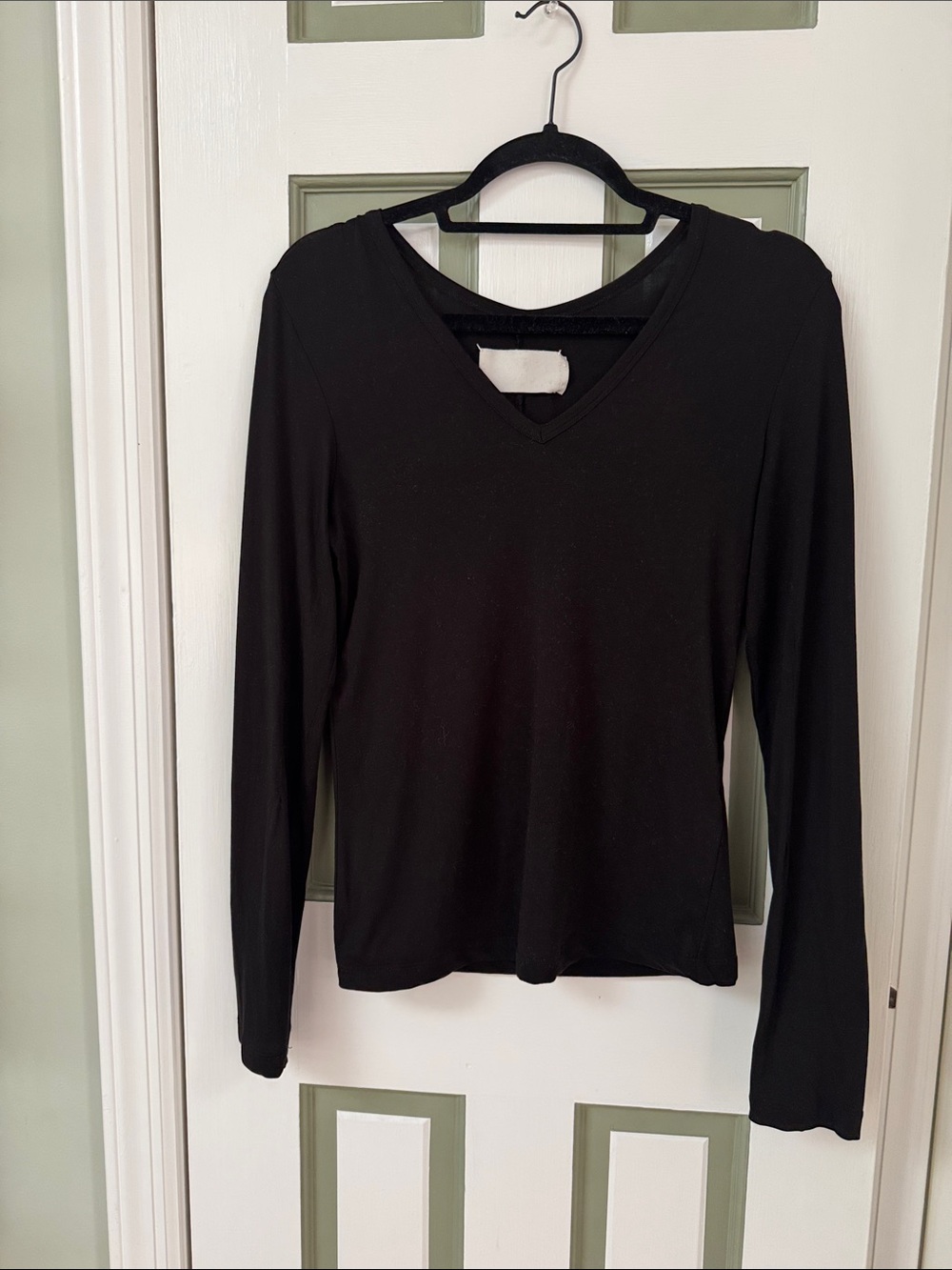 Maison Martin Margiela Black V-Neck Long Sleeve Top